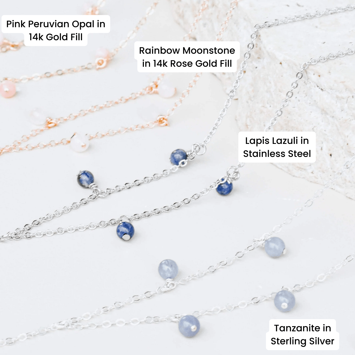 Custom Boho Gemstone Bead Drop Lariat Y Necklace