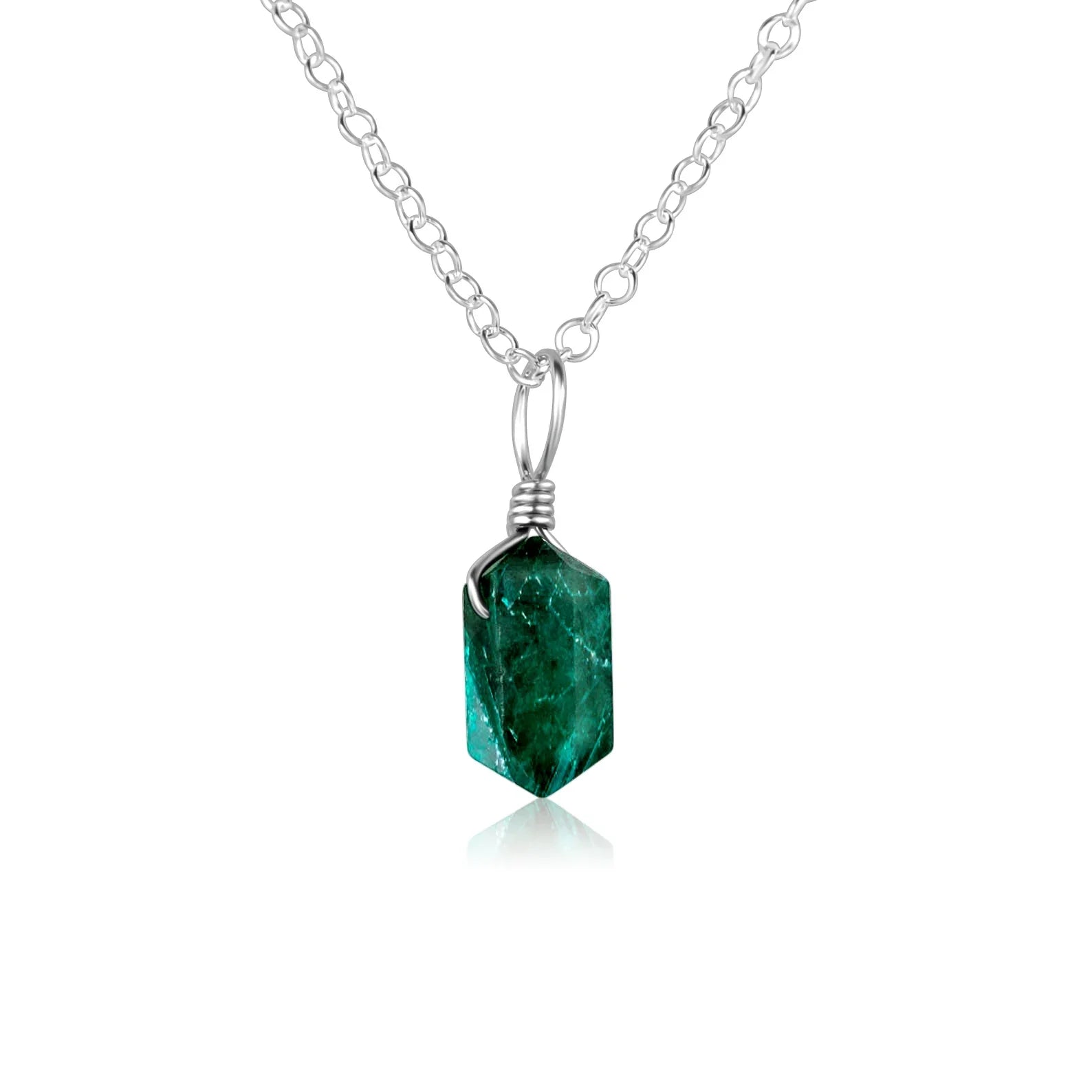 Emerald Mini Double Terminated Crystal Point Pendant Necklace