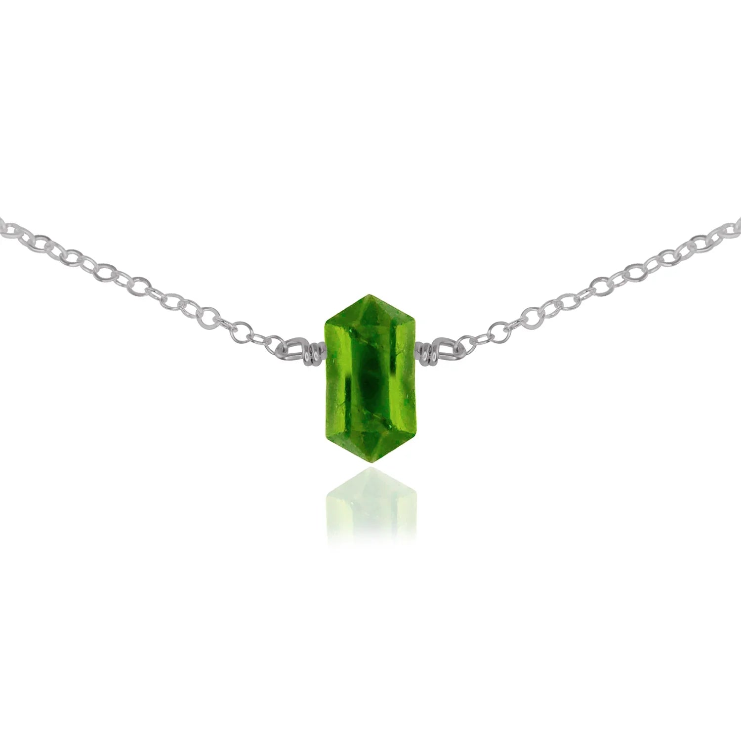 Double Terminated Peridot Mini Crystal Point Choker Necklace