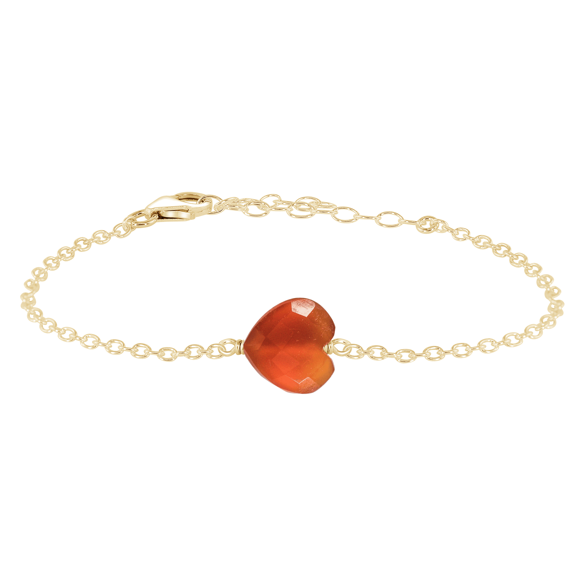 Carnelian Crystal Heart Bracelet - Carnelian Crystal Heart Bracelet - 14k Gold Fill - Luna Tide Handmade Crystal Jewellery