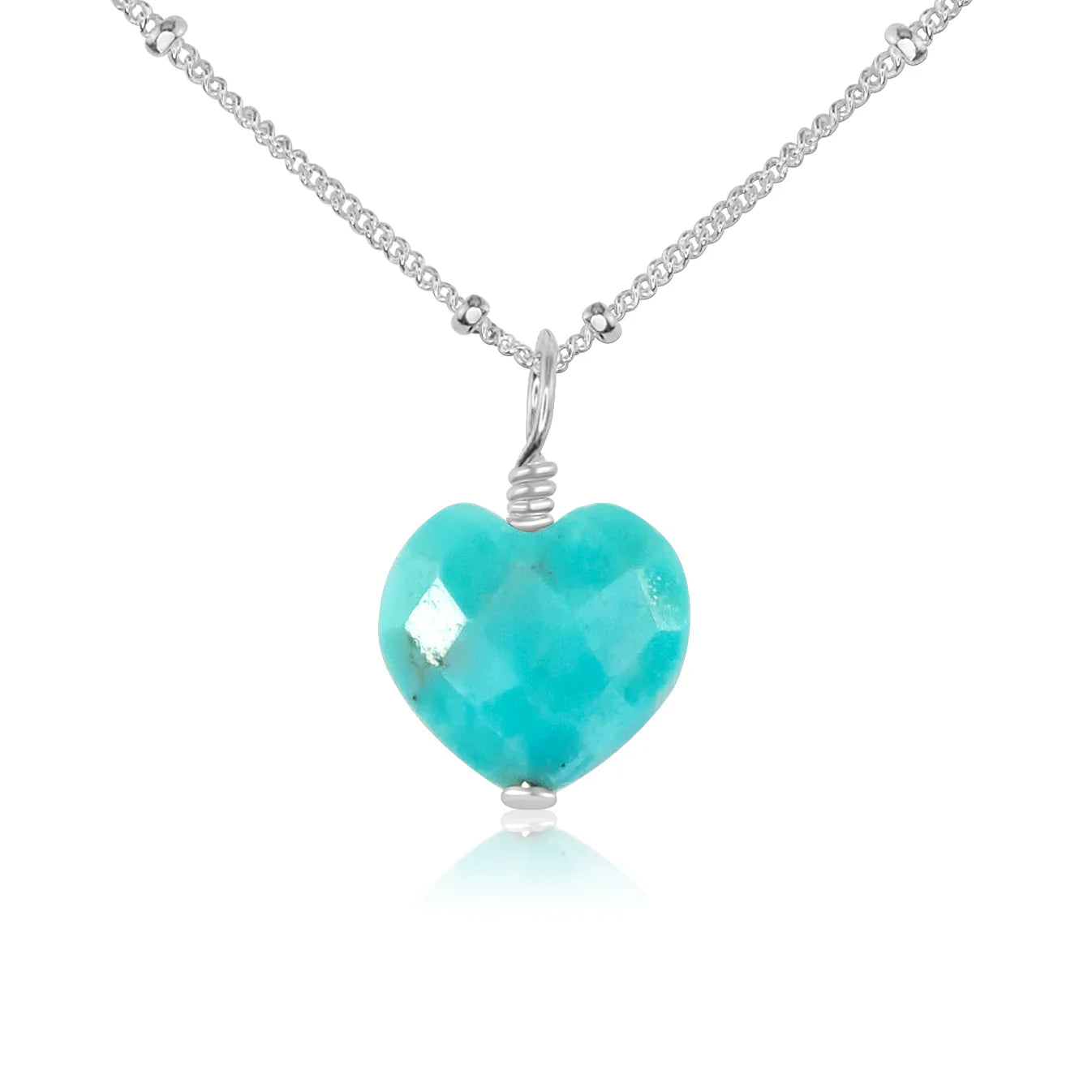 Turquoise Crystal Heart Pendant Necklace