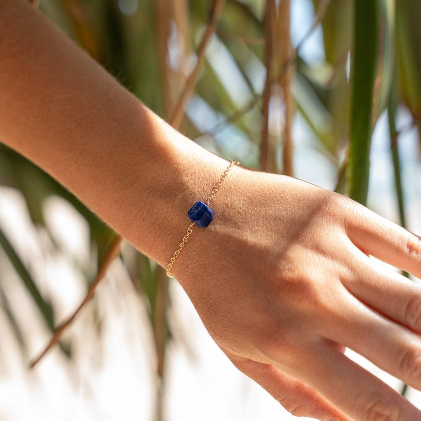 Raw Lapis Lazuli Crystal Jewellery Set - Raw Lapis Lazuli Crystal Jewellery Set - 14k Gold Fill / Cable / Necklace & Earrings & Bracelet - Luna Tide Handmade Crystal Jewellery