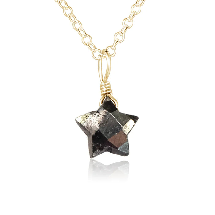 Little Pyrite Crystal Star Pendant Necklace