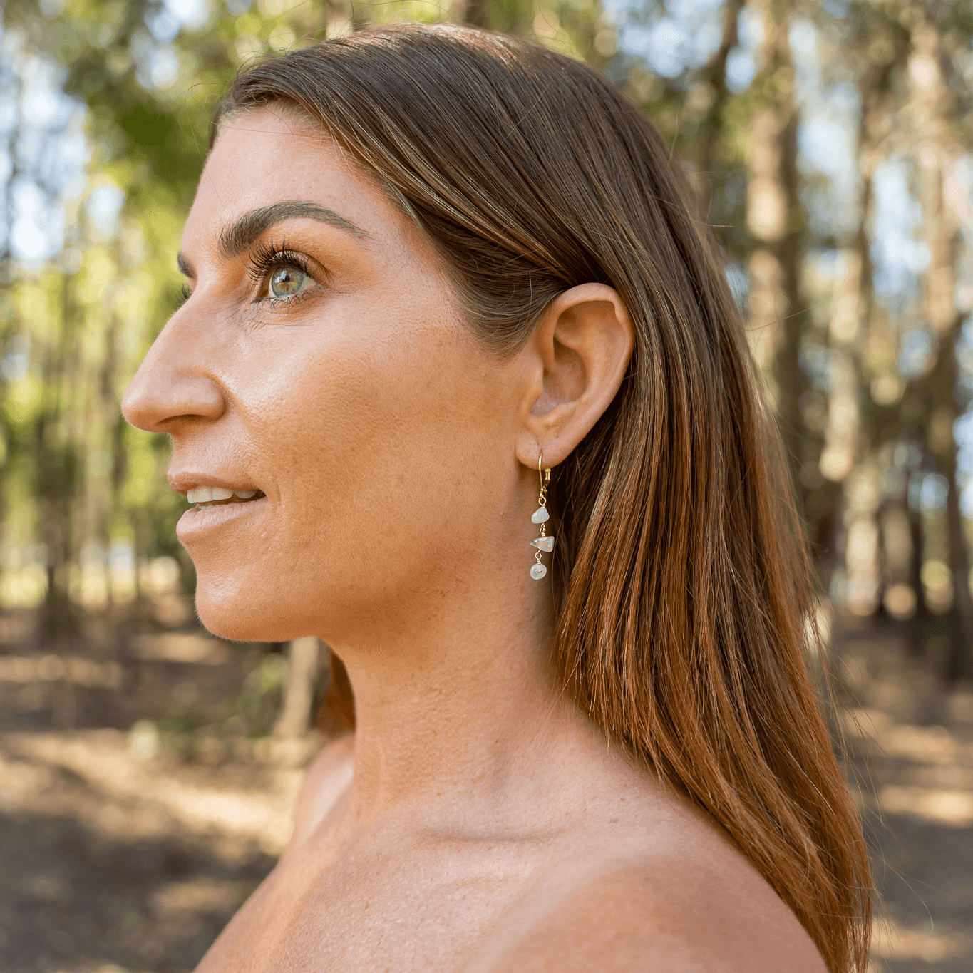Rose Quartz Crystal Beaded Chain Dangle Leverback Earrings - Rose Quartz Crystal Beaded Chain Dangle Leverback Earrings - 14k Gold Fill - Luna Tide Handmade Crystal Jewellery