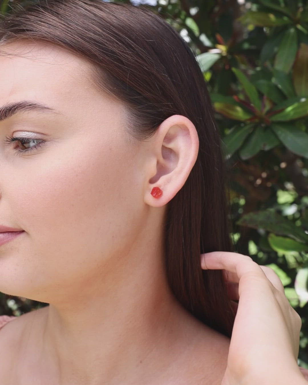 Carnelian Raw Crystal Stud Earrings