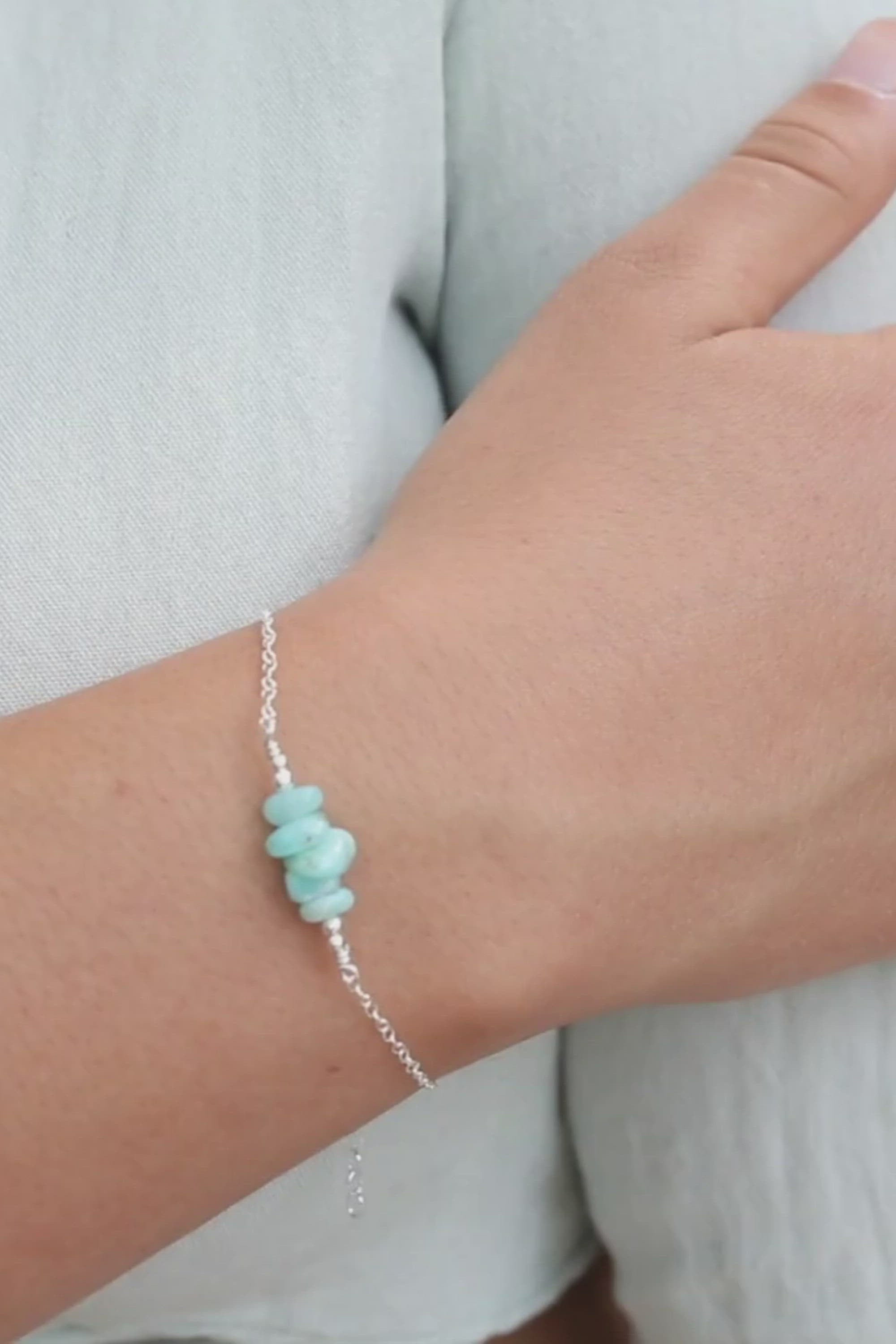 Amazonite Chip Bead Bar Bracelet