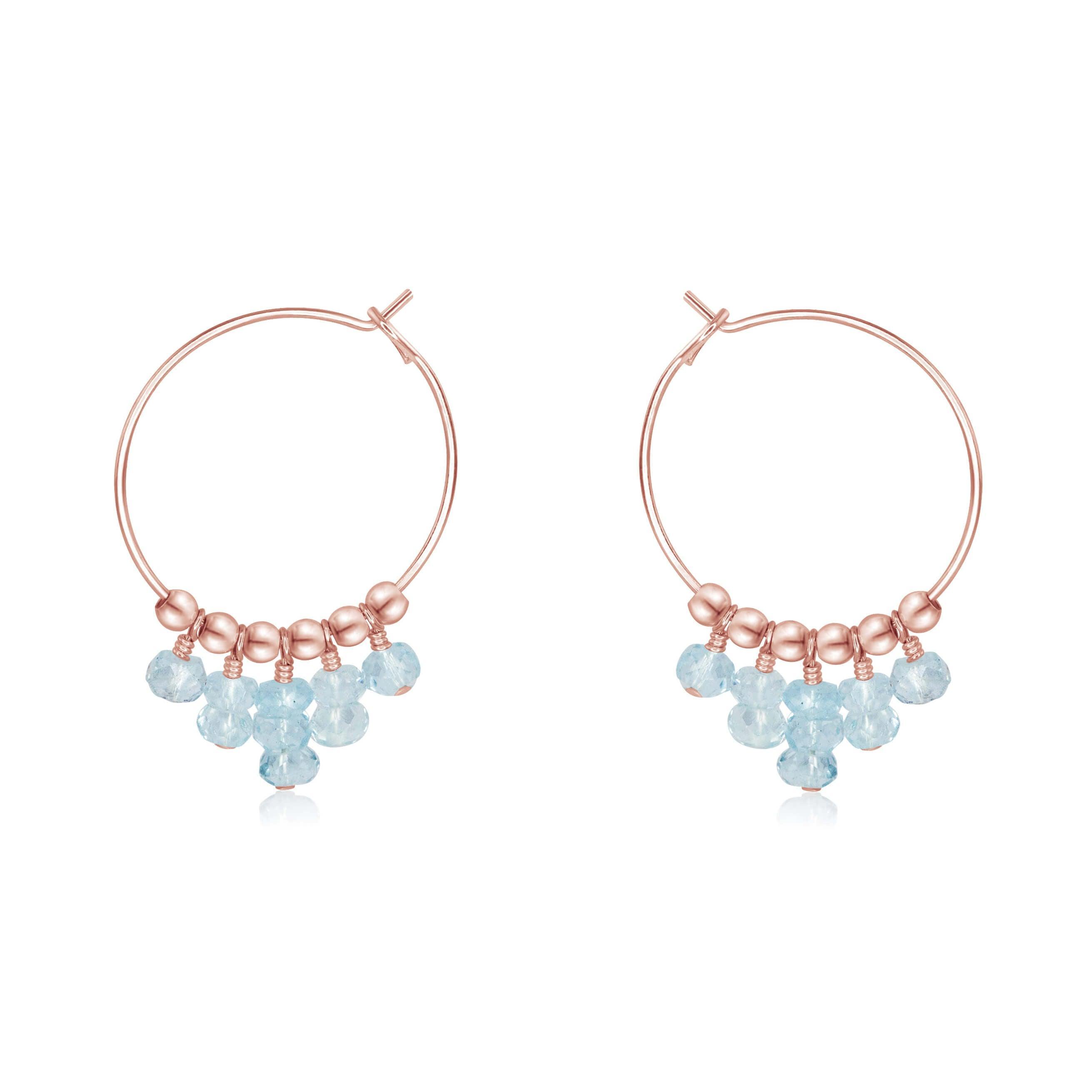Aquamarine Statement Hoop Earrings - Aquamarine Statement Hoop Earrings - 14k Rose Gold Fill - Luna Tide Handmade Crystal Jewellery