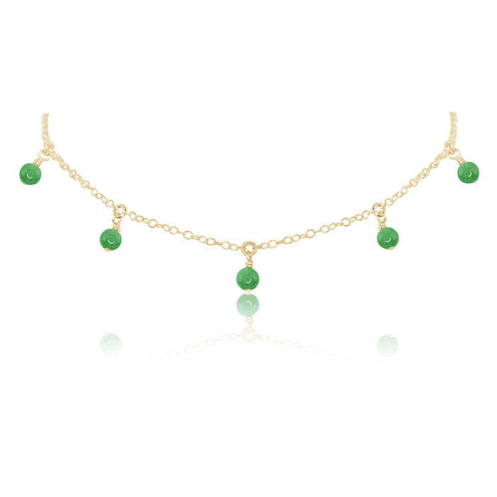 Aventurine Bead Drop Choker - Aventurine Bead Drop Choker - 14k Gold Fill - Luna Tide Handmade Crystal Jewellery