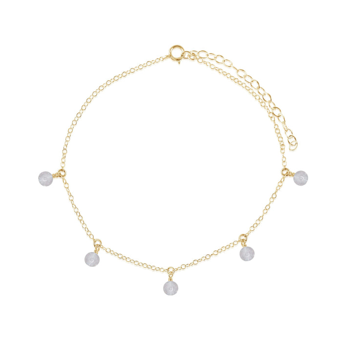 Boho Crystal Quartz Gemstone Bead Drop Anklet - Boho Crystal Quartz Gemstone Bead Drop Anklet - 14k Gold Fill - Luna Tide Handmade Crystal Jewellery