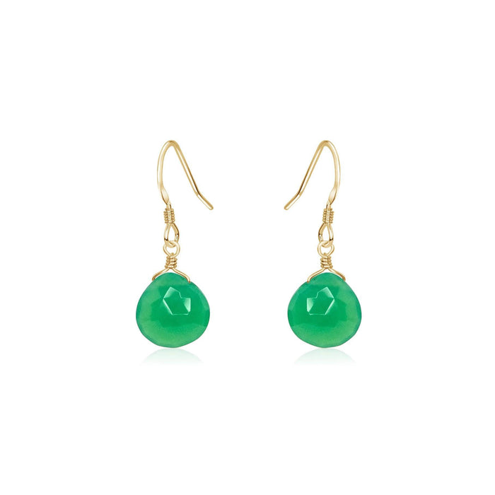 Chrysoprase Gemstone Teardrop Dangle Earrings - Chrysoprase Gemstone Teardrop Dangle Earrings - 14k Gold Fill - Luna Tide Handmade Crystal Jewellery