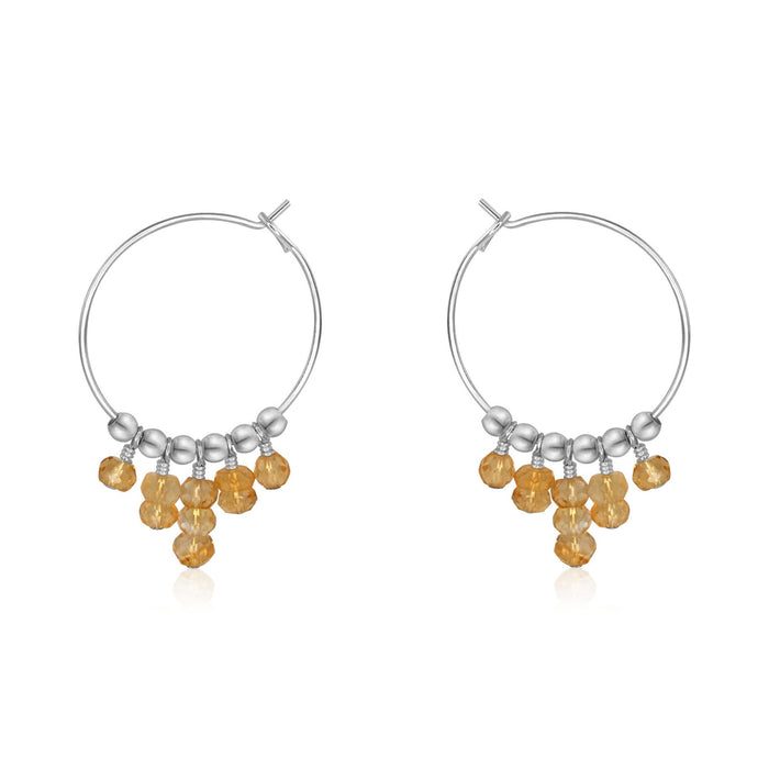 Citrine Statement Hoop Earrings - Citrine Statement Hoop Earrings - Sterling Silver - Luna Tide Handmade Crystal Jewellery