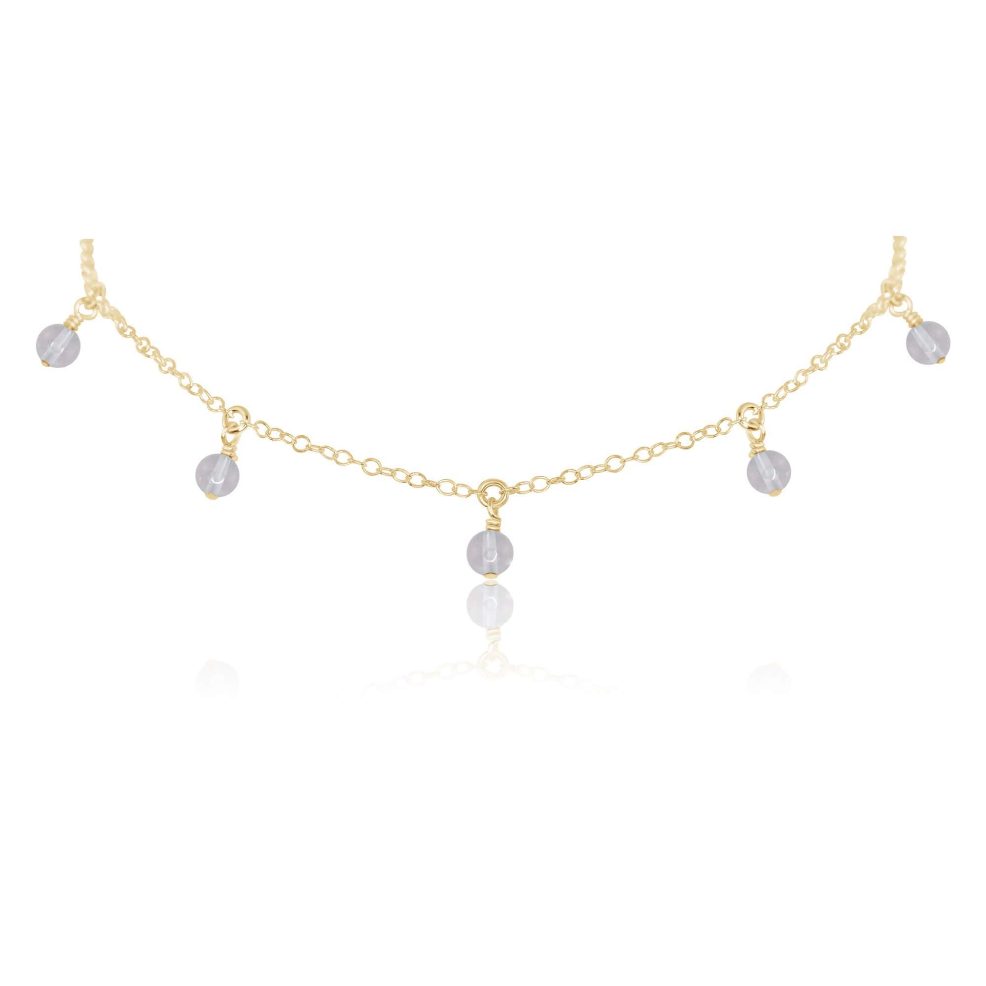 Crystal Quartz Bead Drop Choker - Crystal Quartz Bead Drop Choker - 14k Gold Fill - Luna Tide Handmade Crystal Jewellery