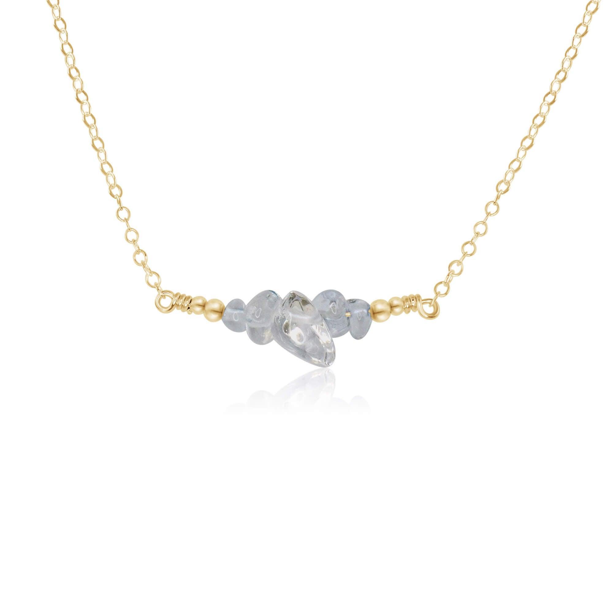 Crystal Quartz Chip Bead Bar Necklace - Crystal Quartz Chip Bead Bar Necklace - 14k Gold Fill - Luna Tide Handmade Crystal Jewellery