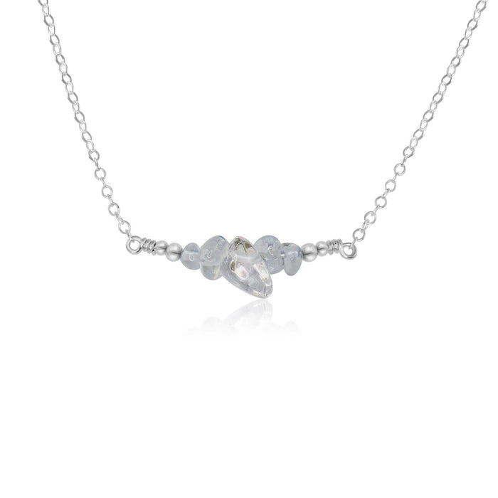 Crystal Quartz Chip Bead Bar Necklace - Crystal Quartz Chip Bead Bar Necklace - Sterling Silver - Luna Tide Handmade Crystal Jewellery