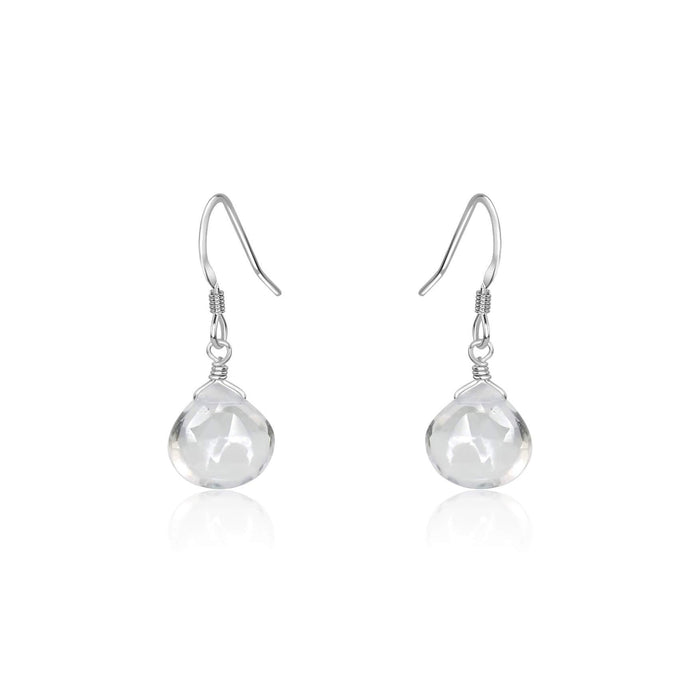 Crystal Quartz Gemstone Teardrop Dangle Earrings - Crystal Quartz Gemstone Teardrop Dangle Earrings - Sterling Silver - Luna Tide Handmade Crystal Jewellery