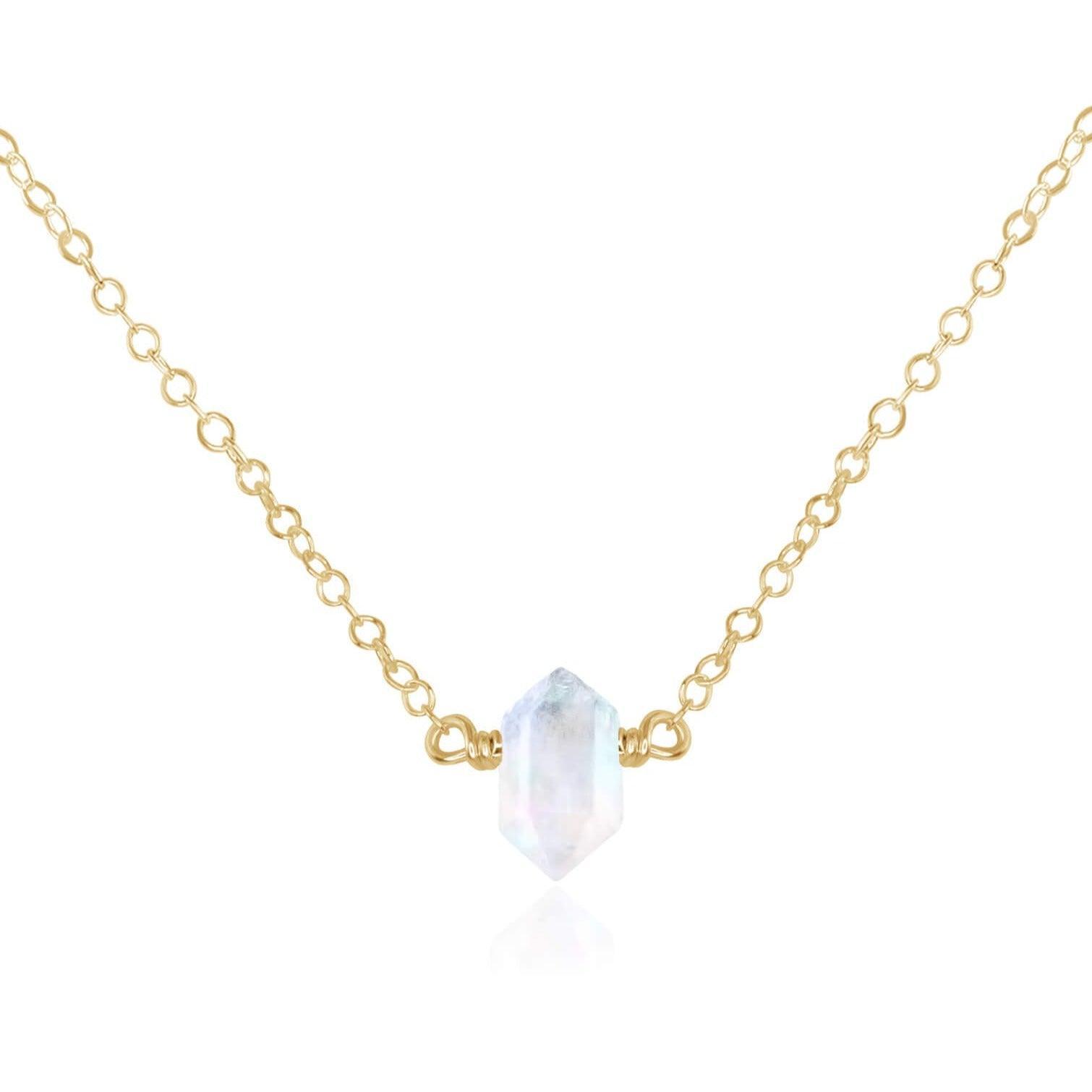 Double Terminated Crystal Necklace - 14K Gold Fill - Luna Tide Handmade Jewellery