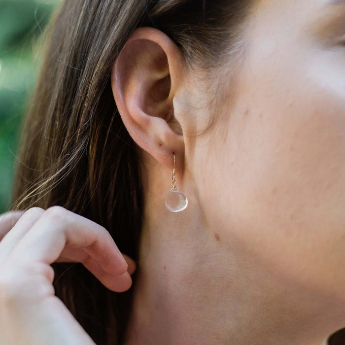 Custom Gemstone Teardrop Dangle Earrings - Custom Gemstone Teardrop Dangle Earrings - 14k Gold Fill - Luna Tide Handmade Crystal Jewellery