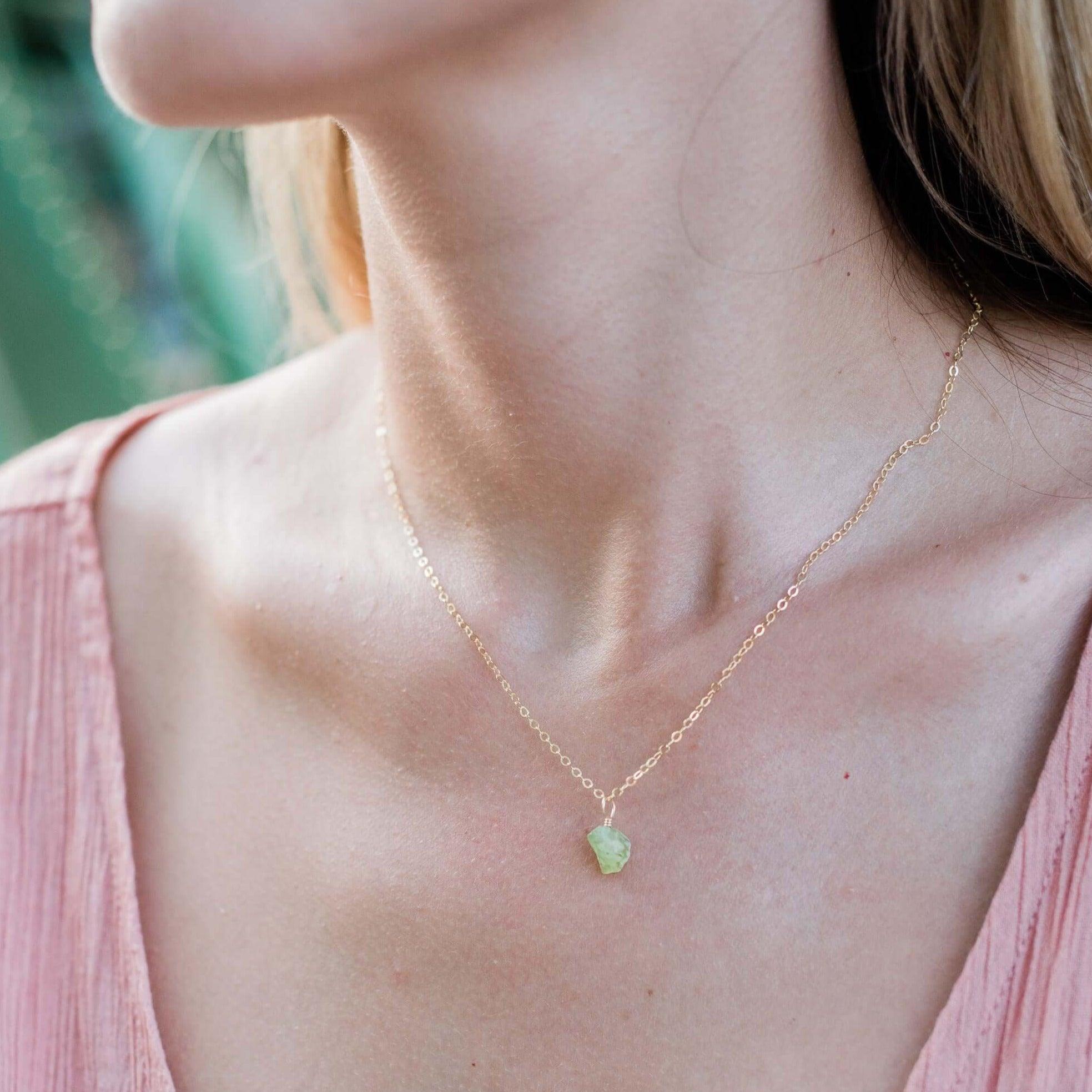 Raw Crystal Pendant Necklace - 14K Gold Fill - Luna Tide Handmade Jewellery