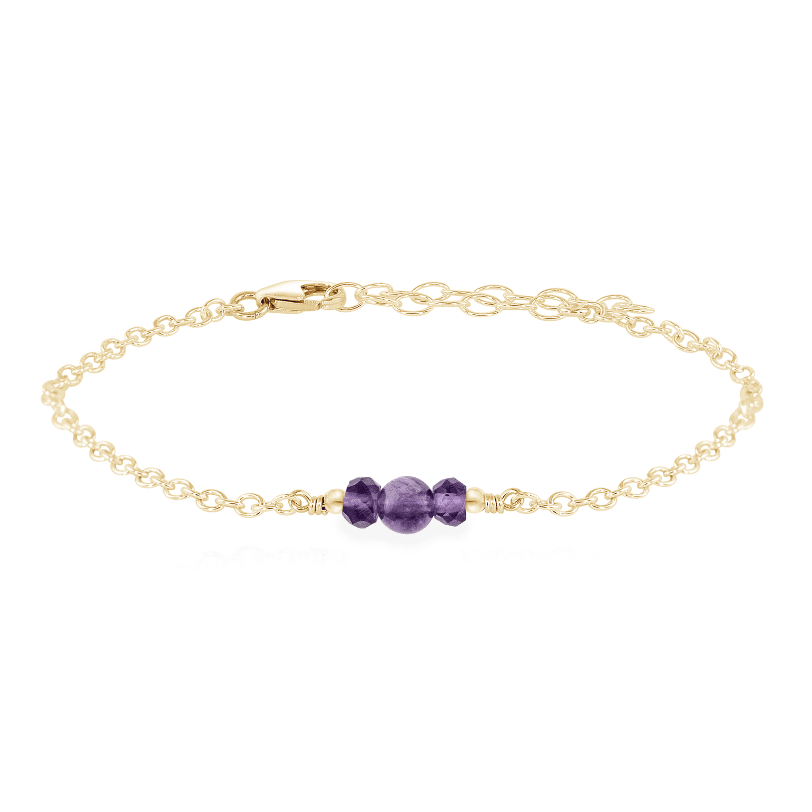 Dainty Amethyst Gemstone Bracelet - Dainty Amethyst Gemstone Bracelet - 14k Gold Fill - Luna Tide Handmade Crystal Jewellery