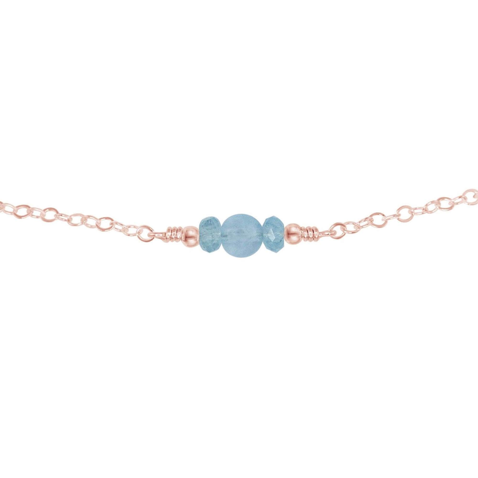 Dainty Aquamarine Gemstone Choker Necklace - Dainty Aquamarine Gemstone Choker Necklace - 14k Rose Gold Fill - Luna Tide Handmade Crystal Jewellery