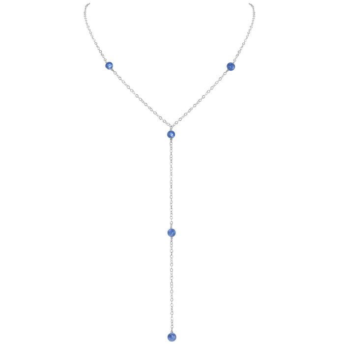 Dainty Kyanite Lariat Necklace - Dainty Kyanite Lariat Necklace - Sterling Silver - Luna Tide Handmade Crystal Jewellery
