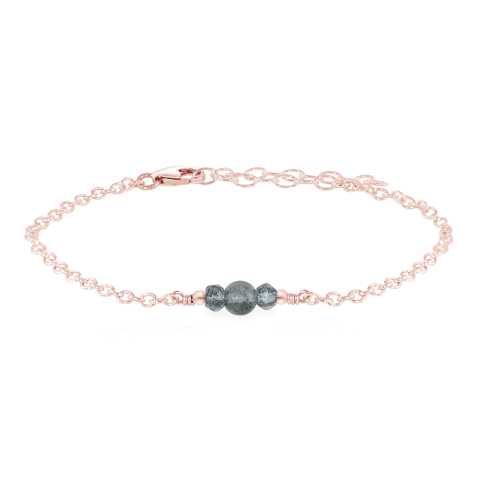 Dainty Labradorite Gemstone Bracelet - Dainty Labradorite Gemstone Bracelet - 14k Rose Gold Fill - Luna Tide Handmade Crystal Jewellery