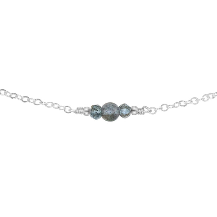 Dainty Labradorite Gemstone Choker Necklace - Dainty Labradorite Gemstone Choker Necklace - Sterling Silver - Luna Tide Handmade Crystal Jewellery