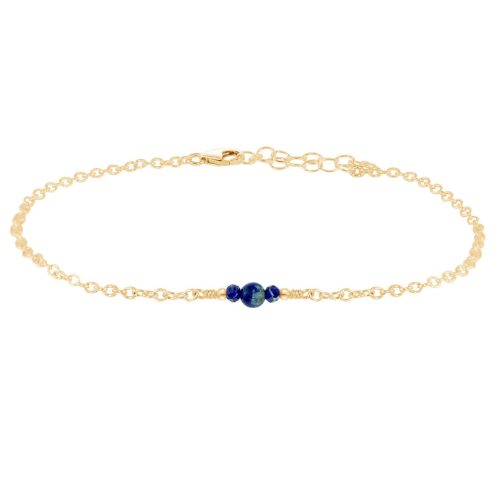 Dainty Lapis Lazuli Gemstone Anklet - Dainty Lapis Lazuli Gemstone Anklet - 14k Gold Fill - Luna Tide Handmade Crystal Jewellery