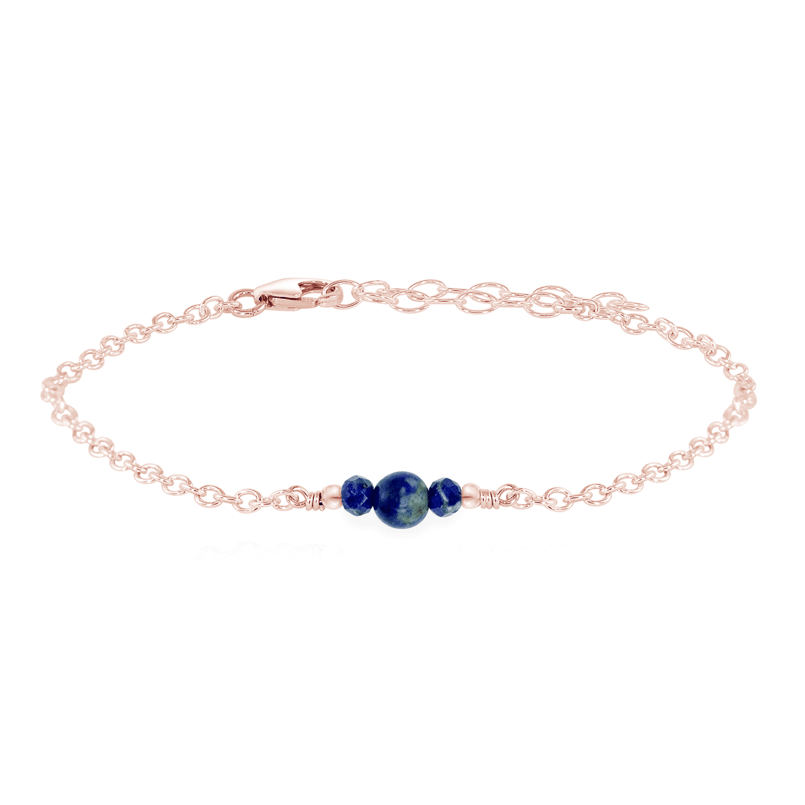 Dainty Lapis Lazuli Gemstone Bracelet - Dainty Lapis Lazuli Gemstone Bracelet - 14k Rose Gold Fill - Luna Tide Handmade Crystal Jewellery