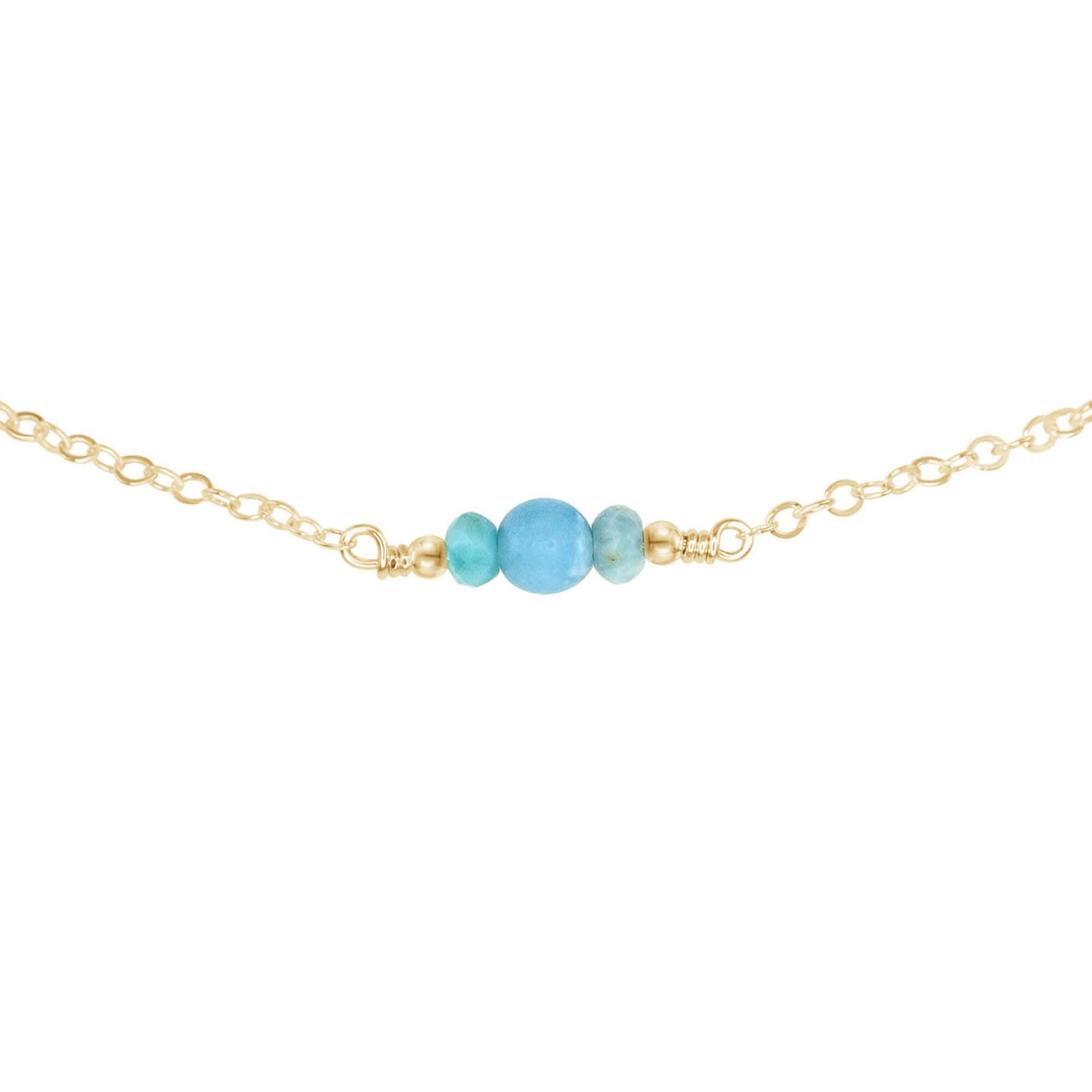 Dainty Larimar Gemstone Choker Necklace - Dainty Larimar Gemstone Choker Necklace - 14k Gold Fill - Luna Tide Handmade Crystal Jewellery