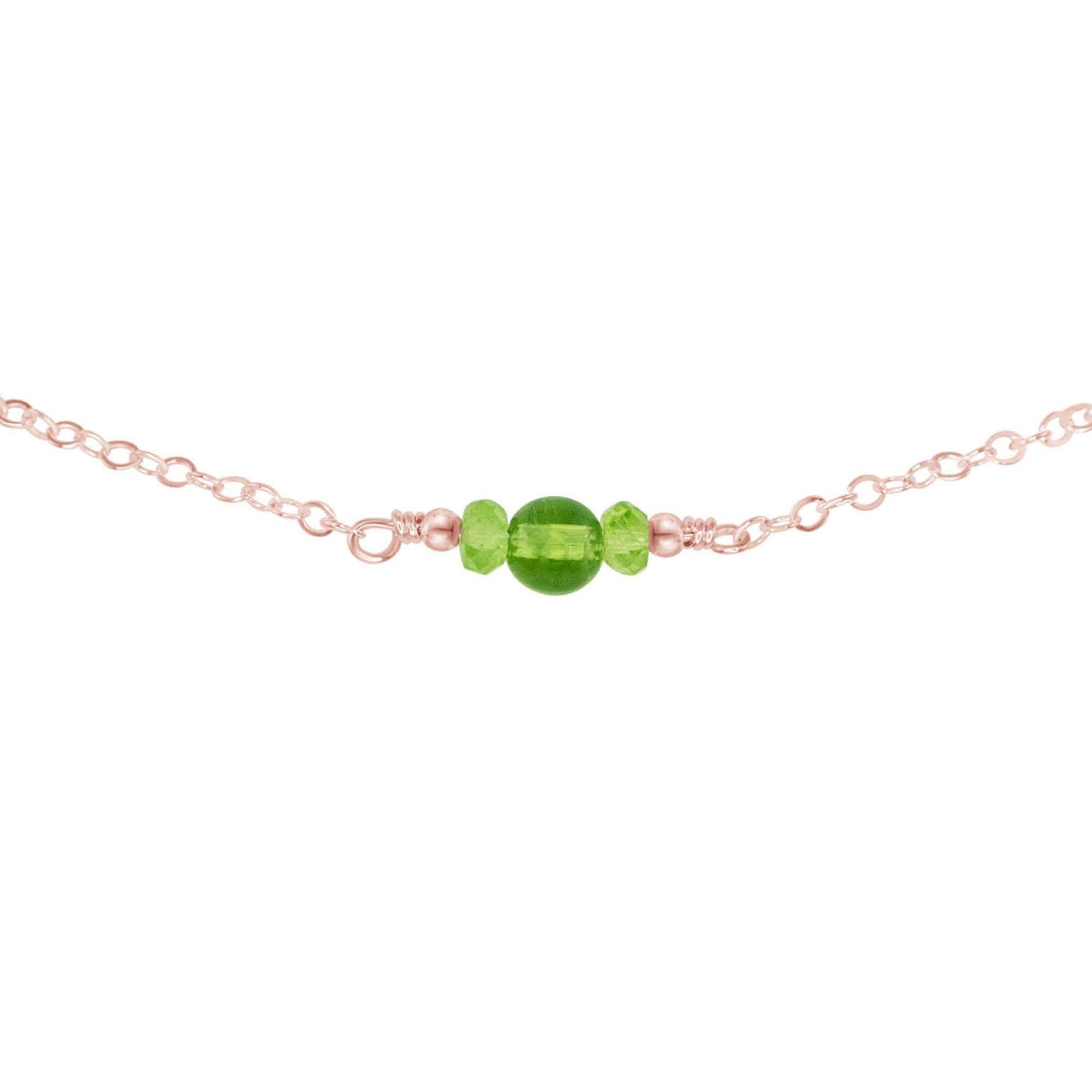 Dainty Peridot Gemstone Choker Necklace - Dainty Peridot Gemstone Choker Necklace - 14k Rose Gold Fill - Luna Tide Handmade Crystal Jewellery