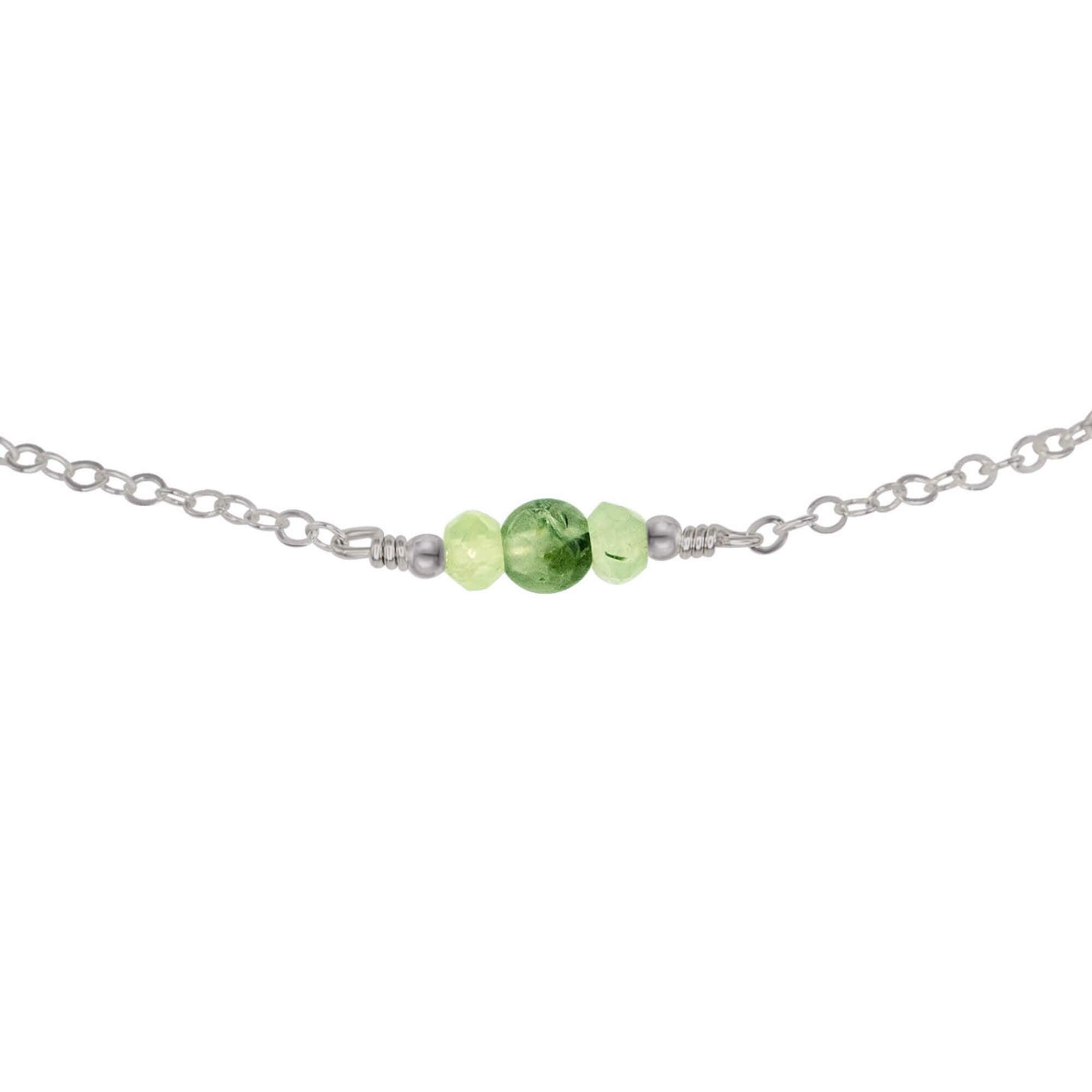 Dainty Prehnite Gemstone Choker Necklace - Dainty Prehnite Gemstone Choker Necklace - Stainless Steel - Luna Tide Handmade Crystal Jewellery