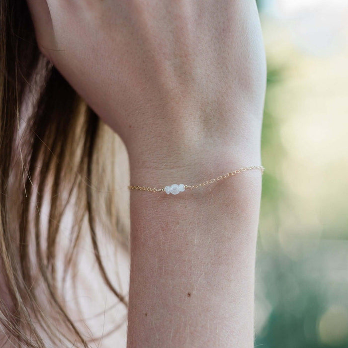 Dainty Rainbow Moonstone Gemstone Bracelet - Dainty Rainbow Moonstone Gemstone Bracelet - 14k Gold Fill - Luna Tide Handmade Crystal Jewellery