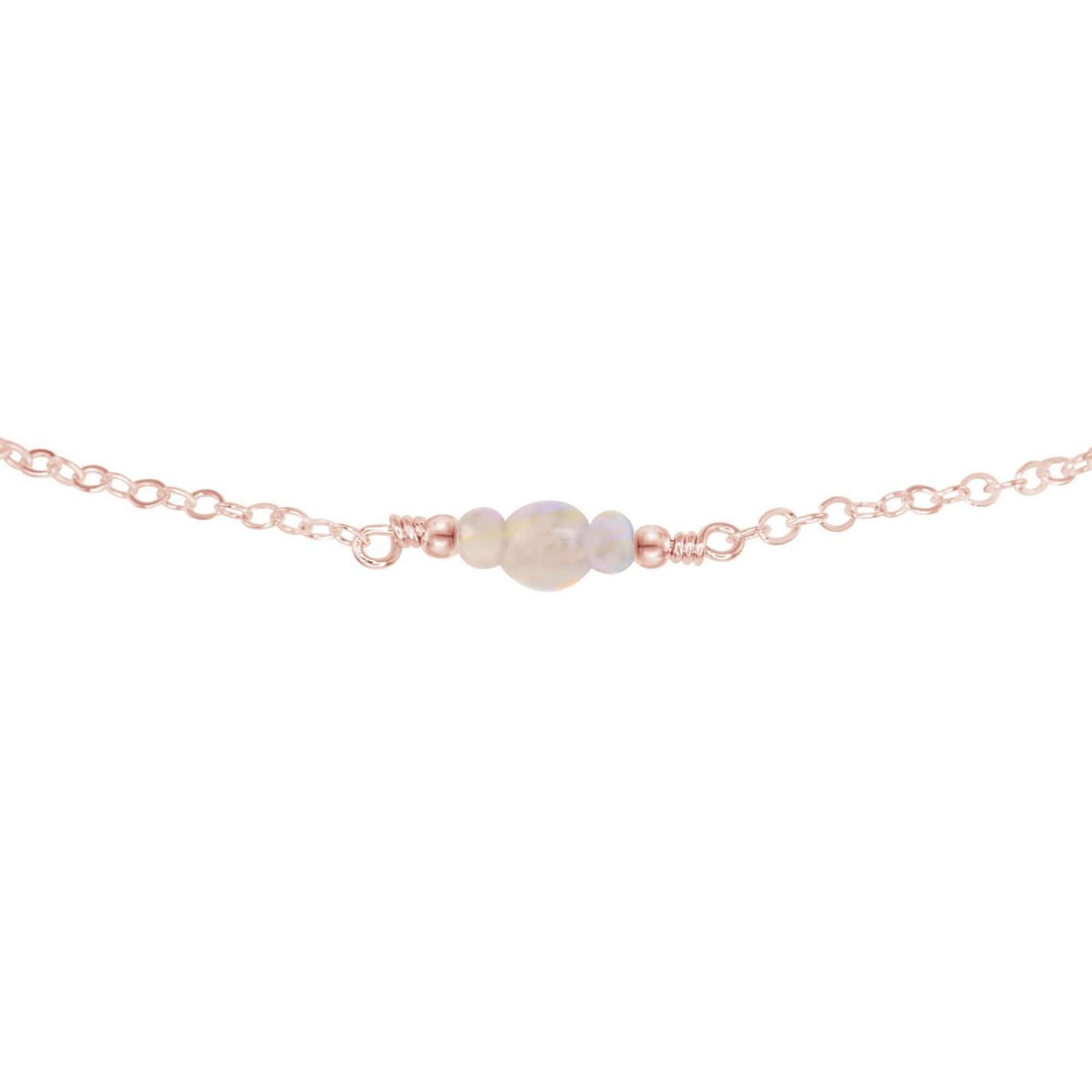 Dainty Rainbow Moonstone Gemstone Choker Necklace - Dainty Rainbow Moonstone Gemstone Choker Necklace - 14k Rose Gold Fill - Luna Tide Handmade Crystal Jewellery