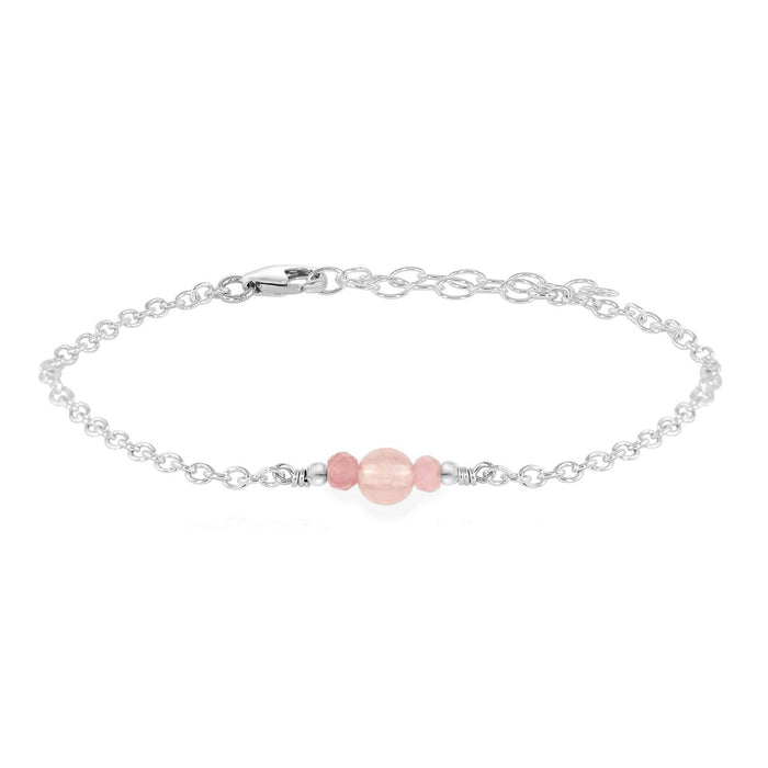 Dainty Rose Quartz Gemstone Bracelet - Dainty Rose Quartz Gemstone Bracelet - Sterling Silver - Luna Tide Handmade Crystal Jewellery