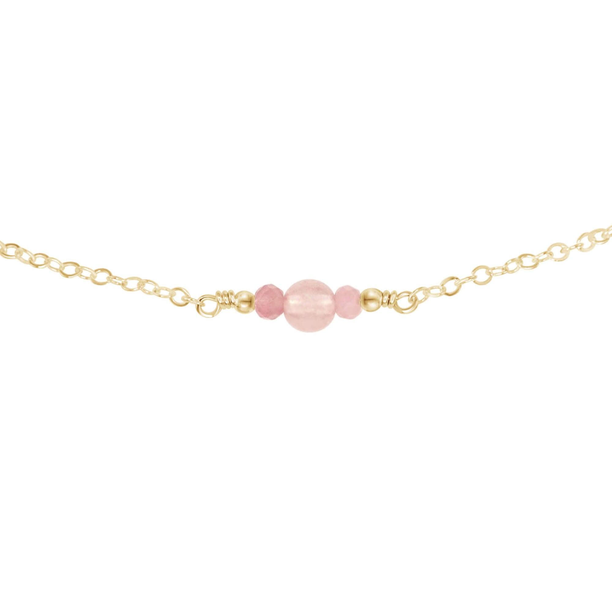 Dainty Rose Quartz Gemstone Choker Necklace - Dainty Rose Quartz Gemstone Choker Necklace - 14k Gold Fill - Luna Tide Handmade Crystal Jewellery