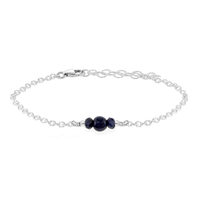 Dainty Sapphire Gemstone Bracelet - Dainty Sapphire Gemstone Bracelet - Sterling Silver - Luna Tide Handmade Crystal Jewellery