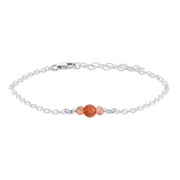 Dainty Sunstone Gemstone Bracelet - Dainty Sunstone Gemstone Bracelet - Sterling Silver - Luna Tide Handmade Crystal Jewellery