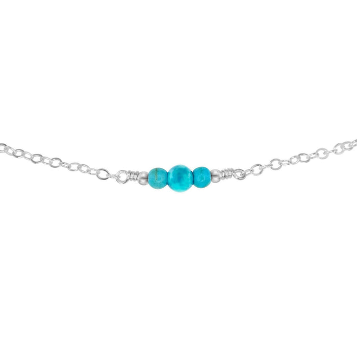 Dainty Turquoise Gemstone Choker Necklace - Dainty Turquoise Gemstone Choker Necklace - Sterling Silver - Luna Tide Handmade Crystal Jewellery
