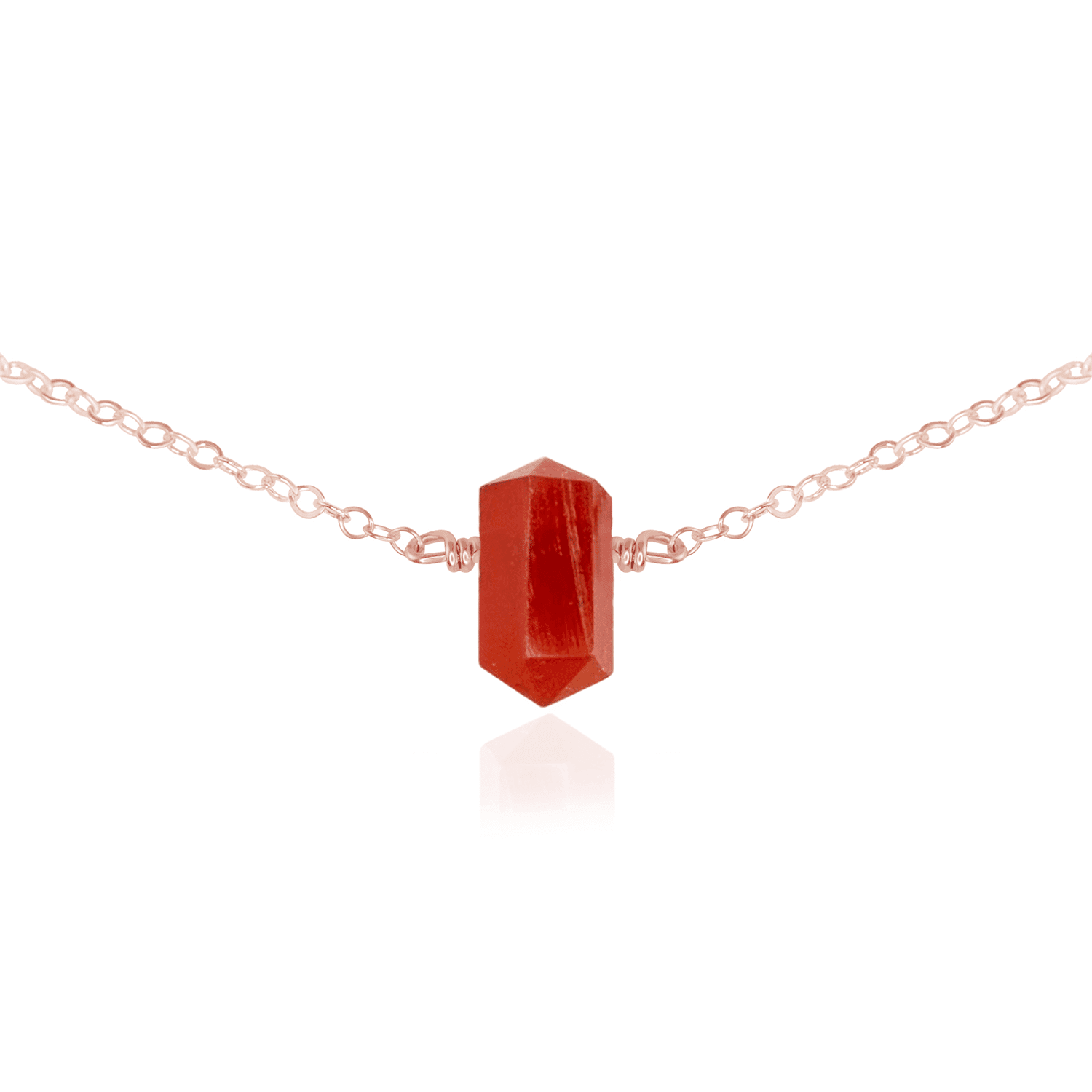 Double Terminated Carnelian Mini Crystal Point Choker Necklace - Double Terminated Carnelian Mini Crystal Point Choker Necklace - 14k Rose Gold Fill - Luna Tide Handmade Crystal Jewellery
