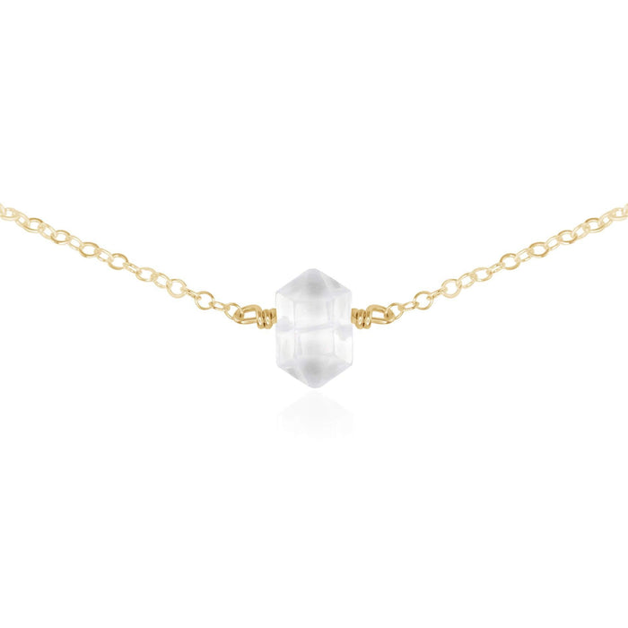 Double Terminated Crystal Quartz Mini Crystal Point Choker Necklace - Double Terminated Crystal Quartz Mini Crystal Point Choker Necklace - 14k Gold Fill - Luna Tide Handmade Crystal Jewellery