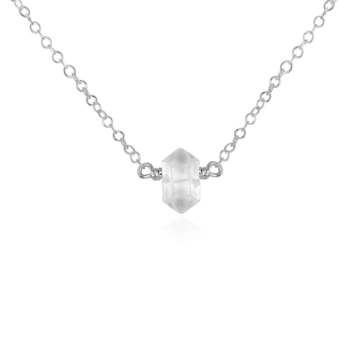 Double Terminated Crystal Quartz Mini Crystal Point Necklace - Double Terminated Crystal Quartz Mini Crystal Point Necklace - Sterling Silver - Luna Tide Handmade Crystal Jewellery