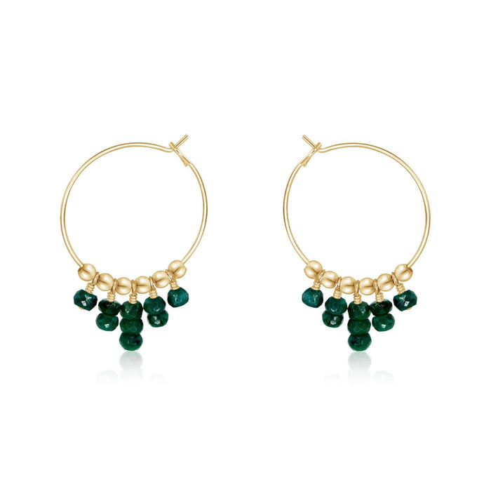 Emerald Statement Hoop Earrings - Emerald Statement Hoop Earrings - 14k Gold Fill - Luna Tide Handmade Crystal Jewellery