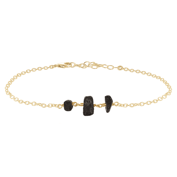 Essential Oil Lava Stone Beaded Chain Anklet - Essential Oil Lava Stone Beaded Chain Anklet - 14k Gold Fill - Luna Tide Handmade Crystal Jewellery