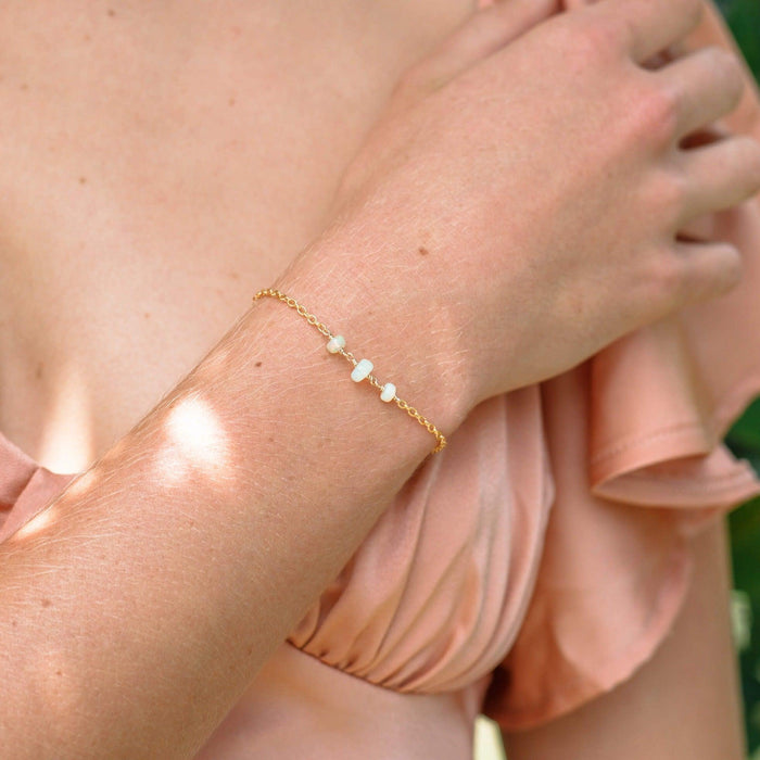 Ethiopian Opal Beaded Chain Bracelet - Ethiopian Opal Beaded Chain Bracelet - 14k Gold Fill - Luna Tide Handmade Crystal Jewellery