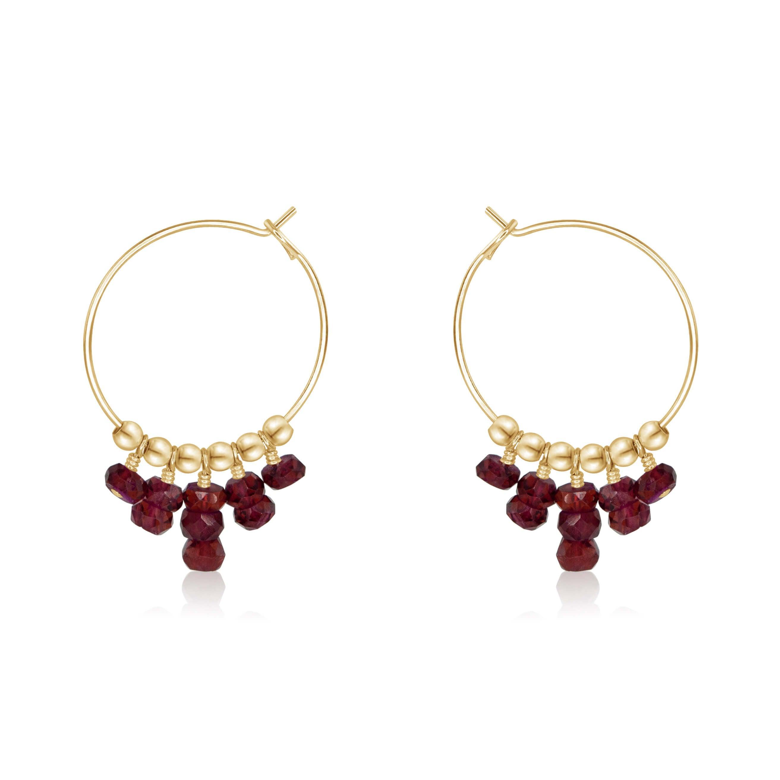 Garnet Statement Hoop Earrings - Garnet Statement Hoop Earrings - 14k Gold Fill - Luna Tide Handmade Crystal Jewellery