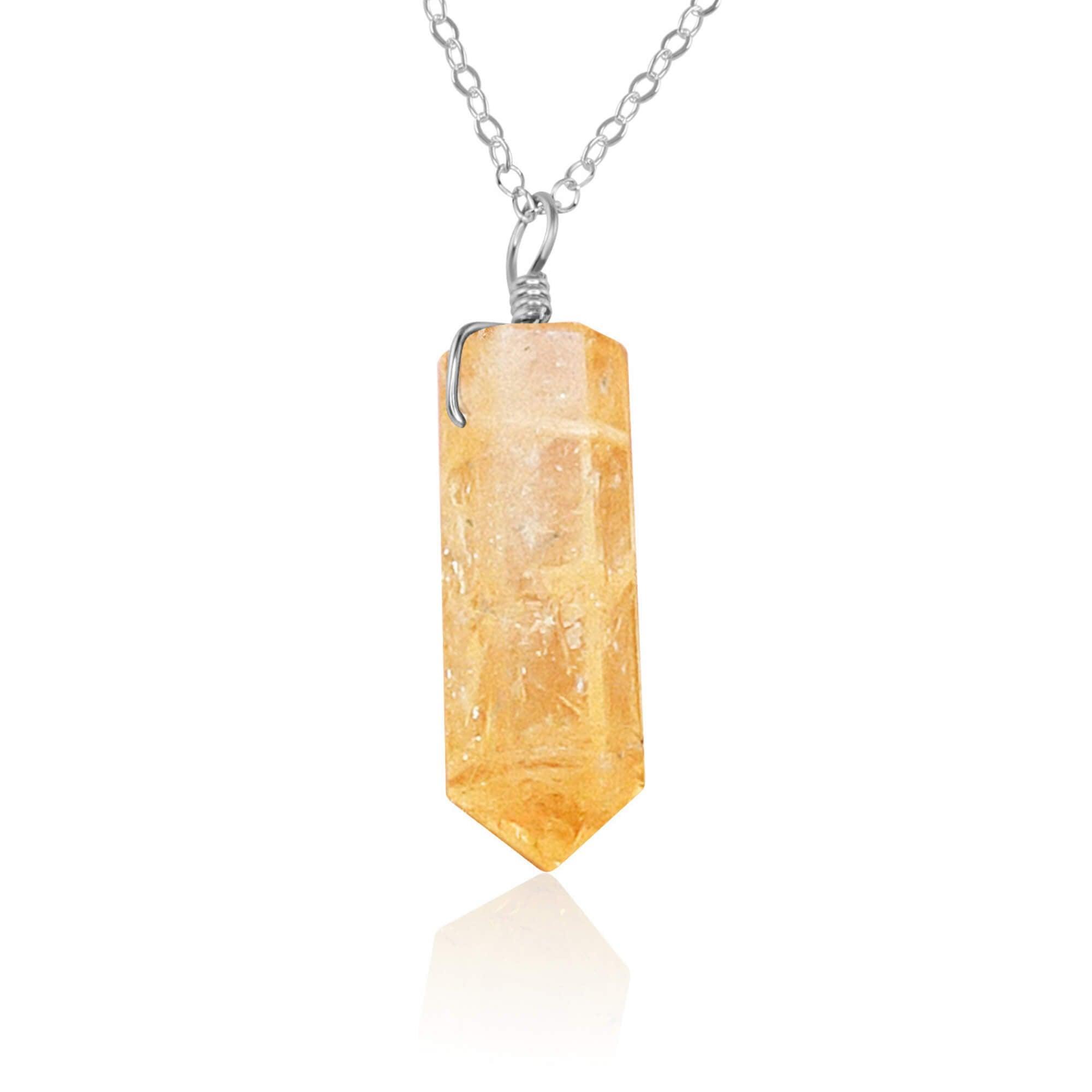 Golden Citrine Crystal Generator Point Pendant Necklace - Golden Citrine Crystal Generator Point Pendant Necklace - Sterling Silver / Cable - Luna Tide Handmade Crystal Jewellery
