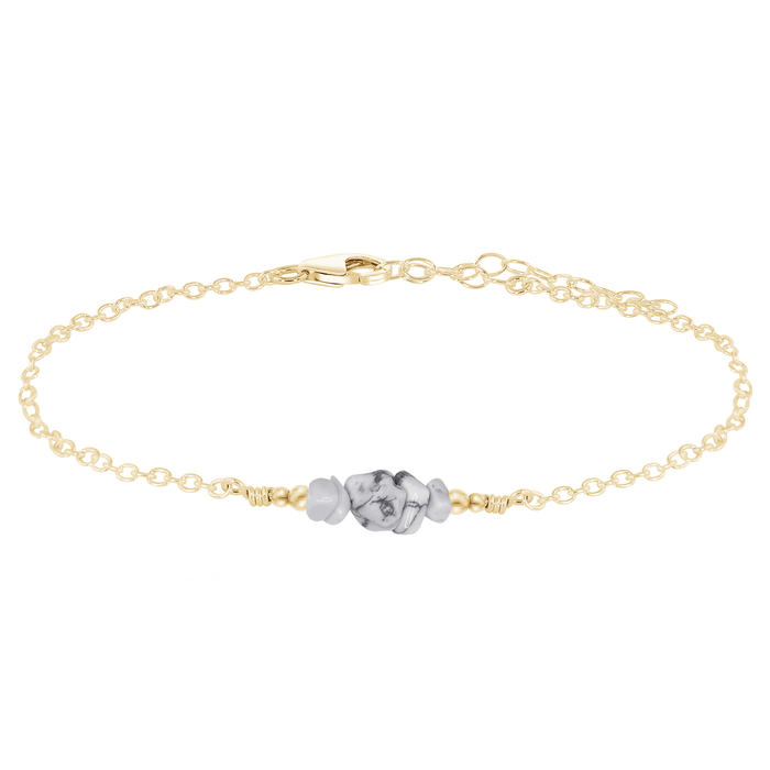 Howlite Chip Bead Bar Anklet - Howlite Chip Bead Bar Anklet - 14k Gold Fill - Luna Tide Handmade Crystal Jewellery