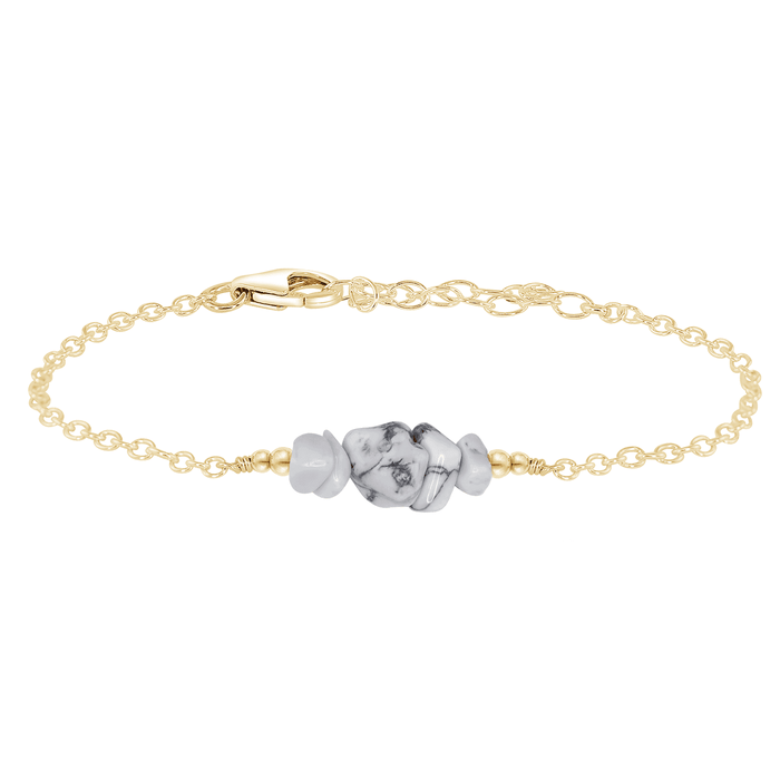 Howlite Chip Bead Bar Bracelet - Howlite Chip Bead Bar Bracelet - 14k Gold Fill - Luna Tide Handmade Crystal Jewellery