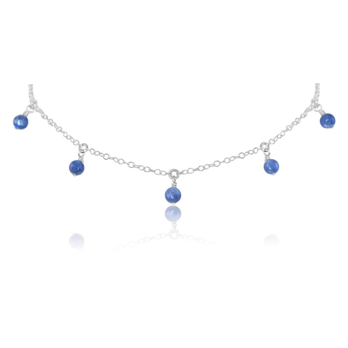 Kyanite Bead Drop Choker - Kyanite Bead Drop Choker - Sterling Silver - Luna Tide Handmade Crystal Jewellery